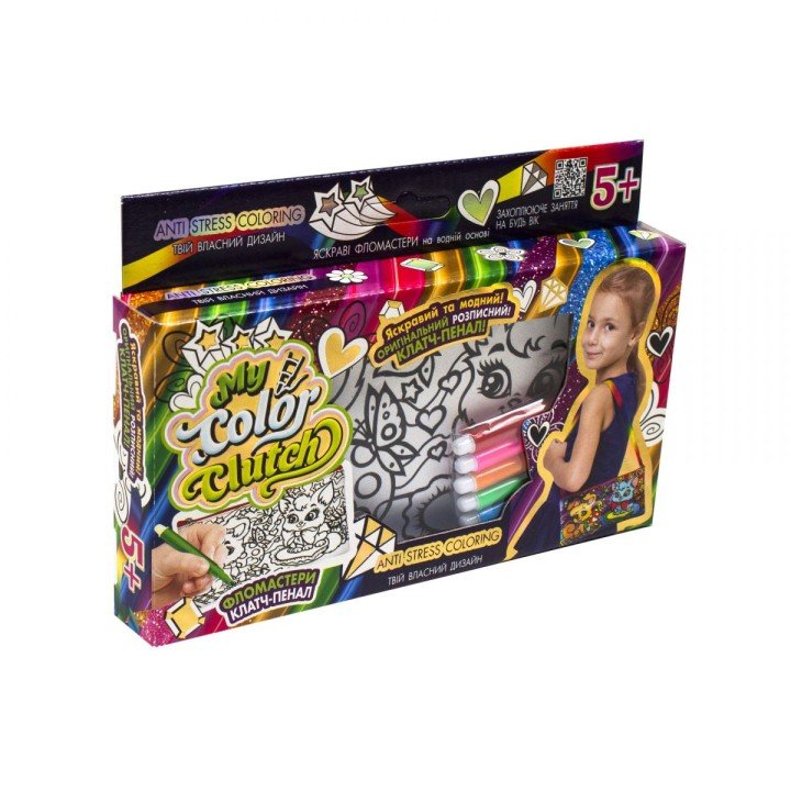 Набір для творчості "My Color Clutch", клатч-пенал-розмальовка "Кошеня і щеня" (укр)