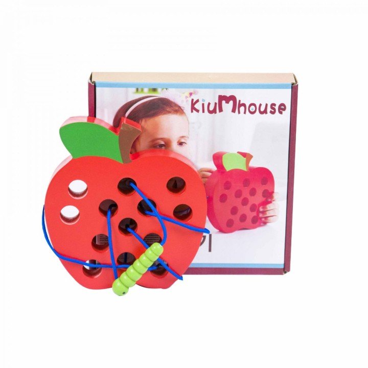 Деревʼяна шнурівка "Гусениця в яблуці"