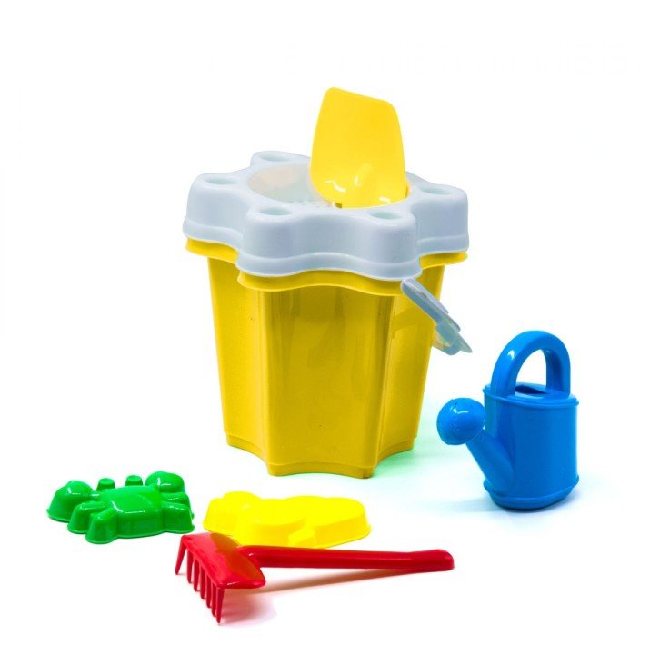Відро "Квіточка" з лійкою і пісочним набором (жовте)