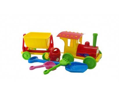 Поїзд-конструктор з пісочним набором (червоний)