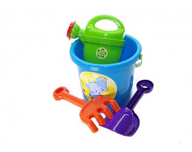 Відро з пісочним набором і лійкою (блакитне)