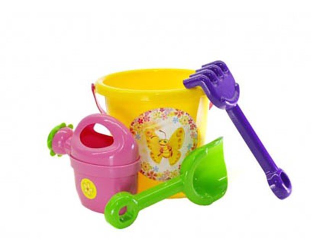 Відро з пісочним набором і лійкою (жовте)