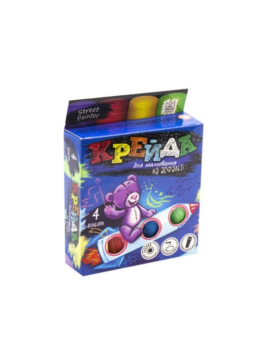 Крейда для малювання на асфальті, 4 кольори (укр)
