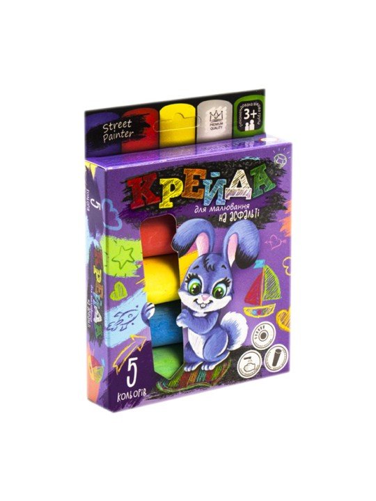 Крейда для малювання на асфальті, 5 кольорів (укр)