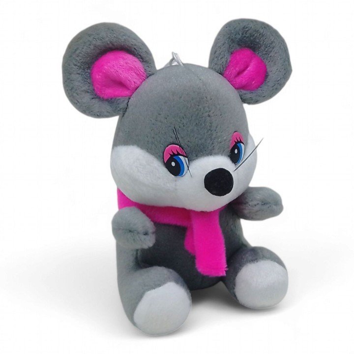 Мʼяка іграшка "Мишка в шарфику з квіточкою"