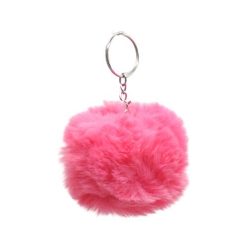 Брелок "Хутряна кулька пухнастик", кораловий