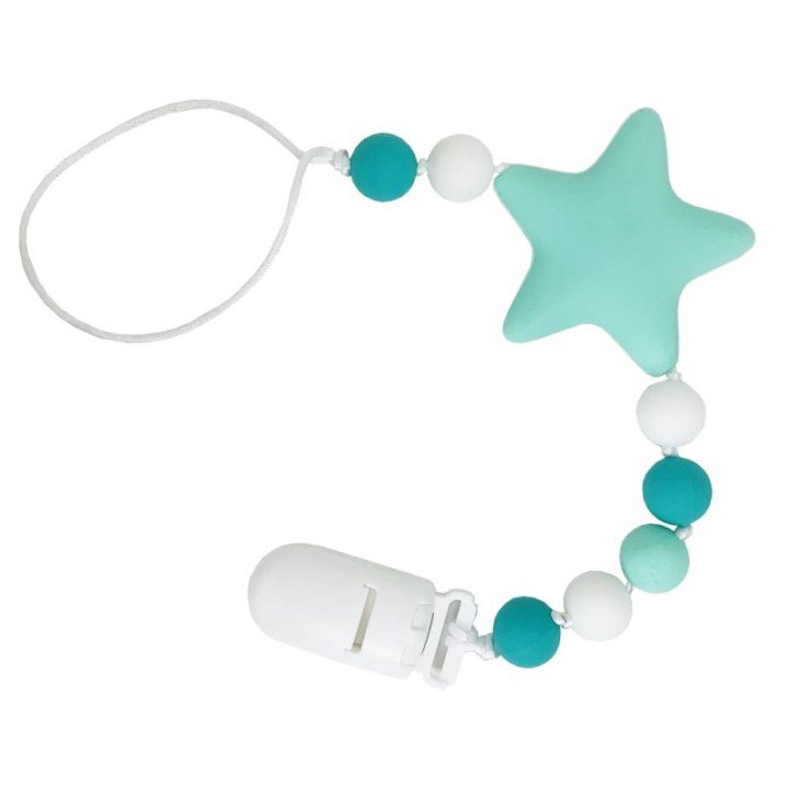 Силіконова ланцюжок для пустушки "Зірочка", м'ятний