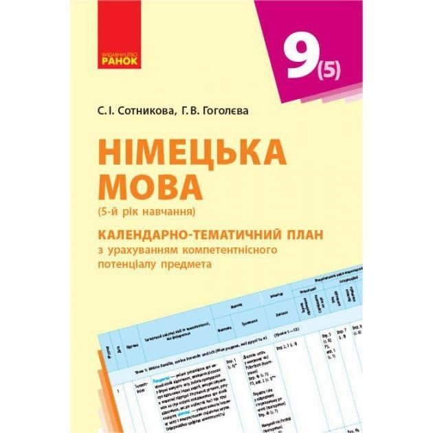 Книга "Німецька мова. Календарно-тематичний план, 9 клас" (укр)