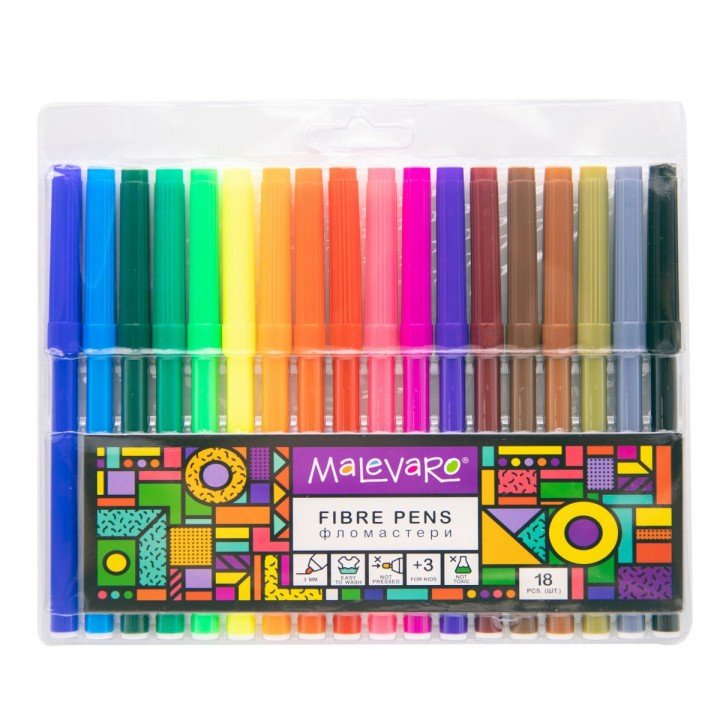Набір різнокольорових фломастерів, 18 шт