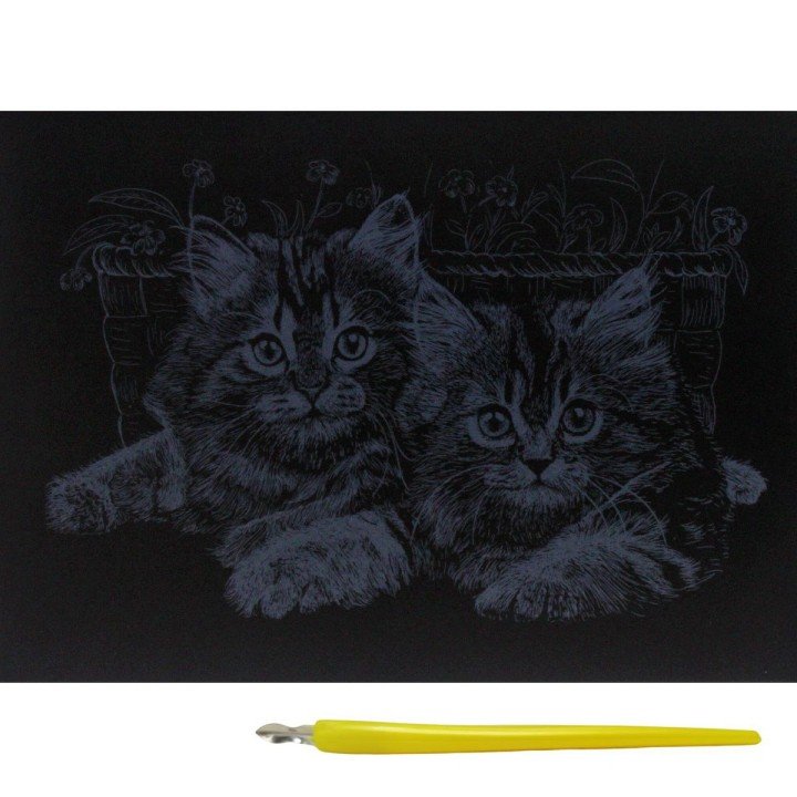 Гравюра "Silver Metallic: Кошенята" (А5) Економ