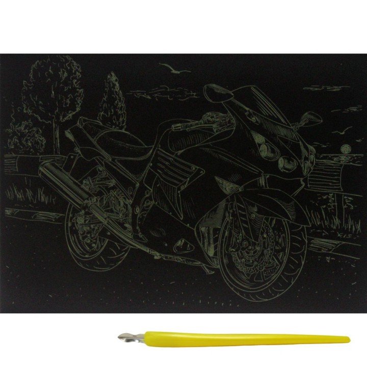 Гравюра "Gold Metallic: Мотоцикл" (А5) Економ