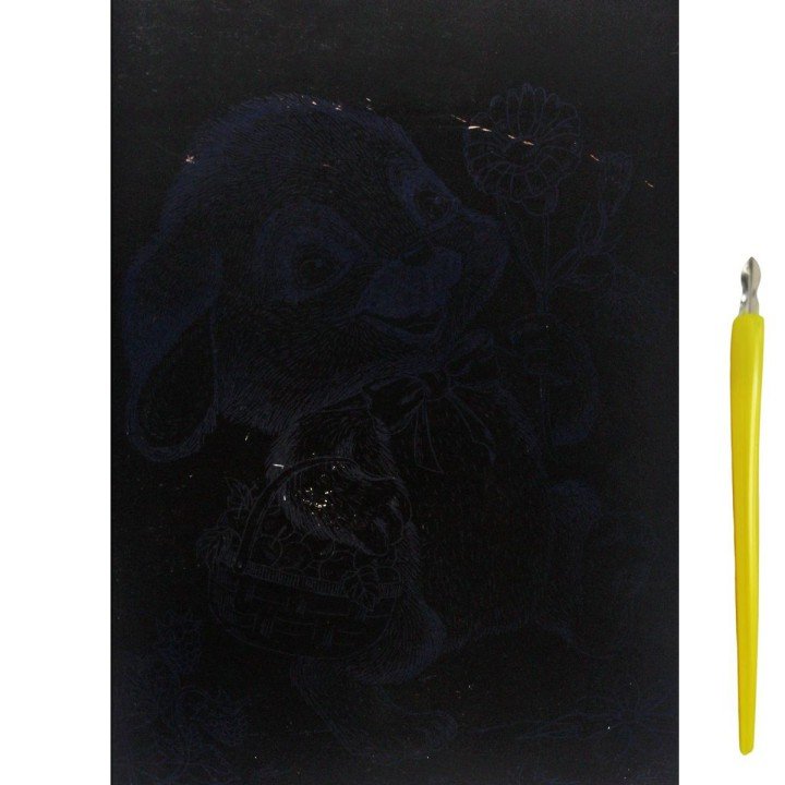 Гравюра "Silver Metallic: Зайчик з кошиком" (А5) Економ