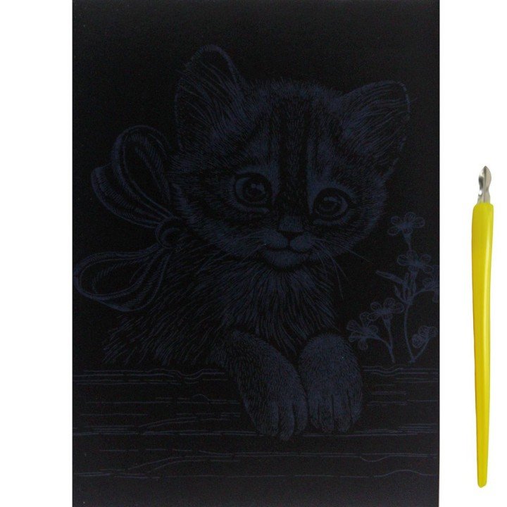 Гравюра "Silver Metallic: Кошеня з бантиком" (А5) Економ