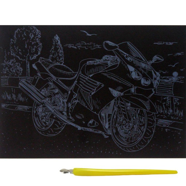 Гравюра "Silver Metallic: Мотоцикл" (А5) Економ