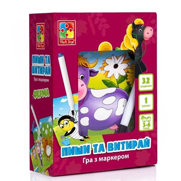 Гра настільна "Пиши та витирай. Ферма"