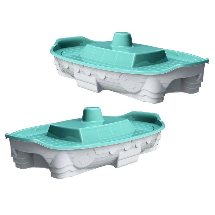 Пісочниця "Кораблик" (сіро-бірюзова)