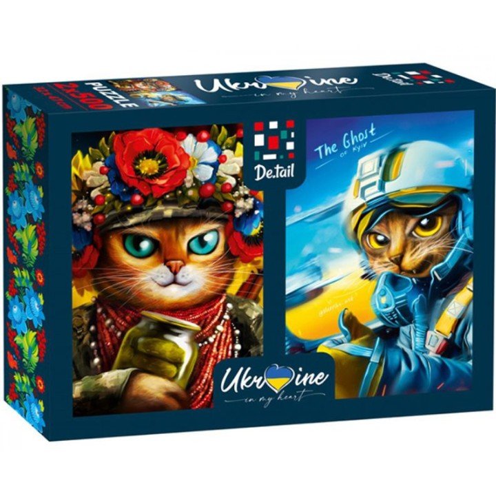 Пазл 2в1 "Кіт-воїн + Кіт Привид Києва"