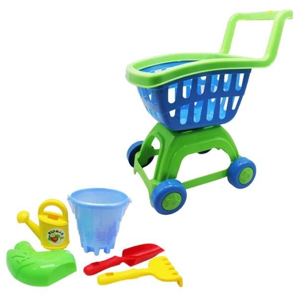 Візок "Літній" синій+зелений (пісочний набір попадається рандомно)