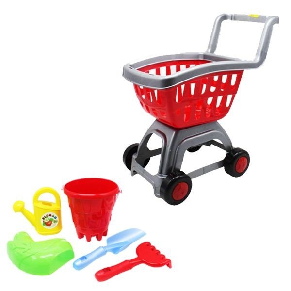 Візок "Літній" червоний+сірий (пісочний набір попадається рандомно)