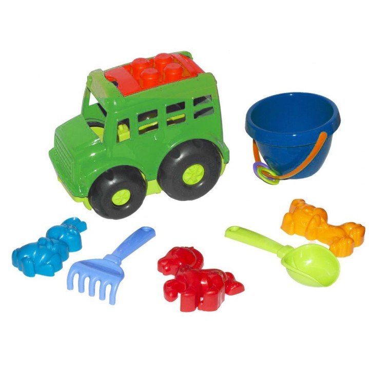 Автобус "Бусик" №3 з пісочним набором зелений