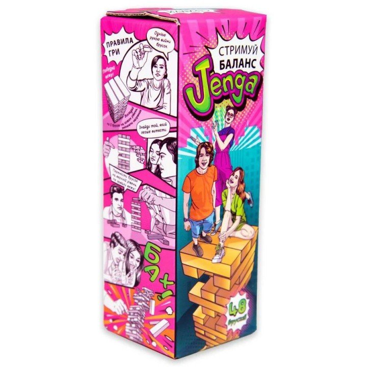Настільна гра "Jenga: Стримуй баланс" 48 брусків, міні (укр)