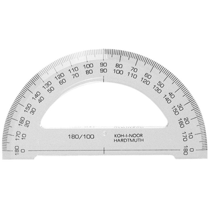 Транспортир пластиковий 180/100 (прозорий)