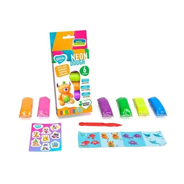 Набір для ліплення з тістом "Lovin Neon Assorted", 6 кольорів