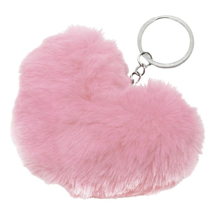 Брелок Сердце меховое світло-рожевий