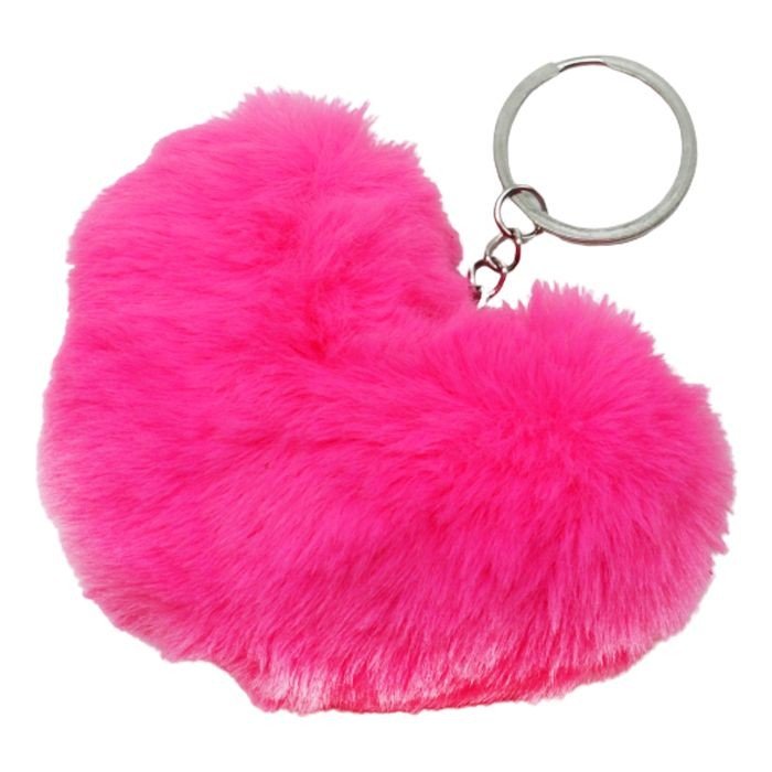 Брелок Сердце меховое яскраво-рожевий