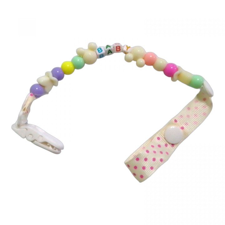 Кліпса для пустушки з бусинами (біла)