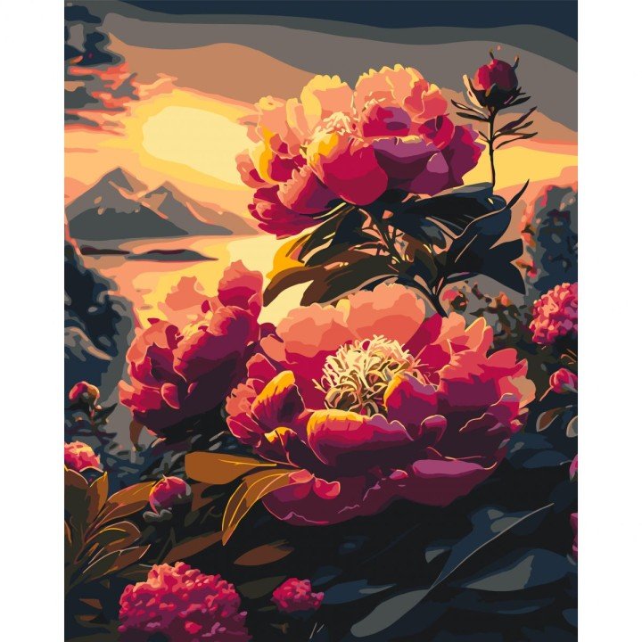 Картина по номерах "Півонії на заході сонця" 40x50 см