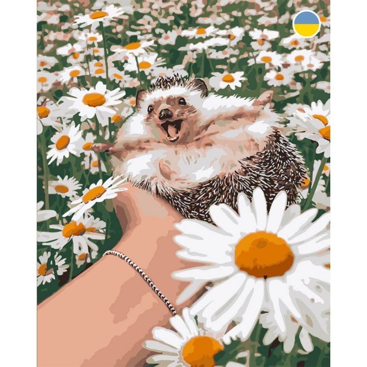 Картина по номерах "Веселий їжак у ромашках" 40x50 см