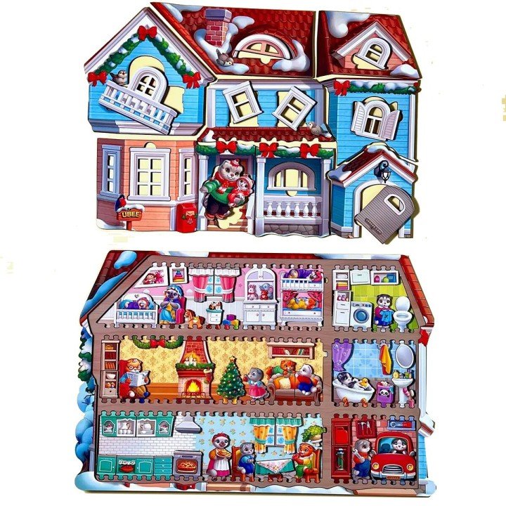 Дошка-пазл "Котячий будинок", деревʼяна