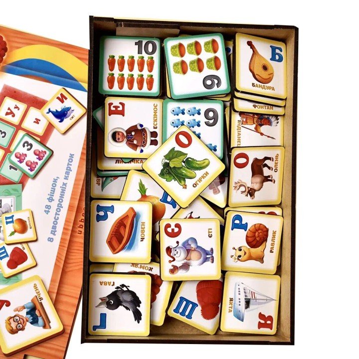 Деревʼяний ігровий набір "Лото: Абетка та цифри" (укр)