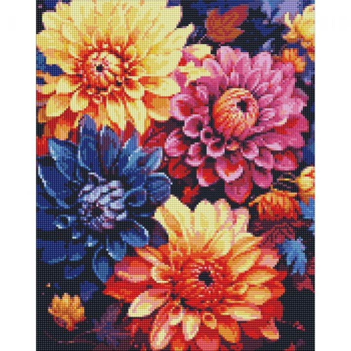 Алмазна мозаїка "Барвисті жоржини" 40х50 см
