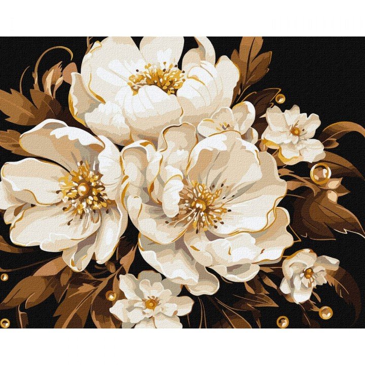Картина за номерами з фарбами металік "Біла ніжність" 40х50 см