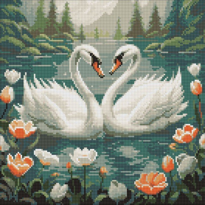 Алмазна мозаїка "Лебедина вірність" 40х40 см