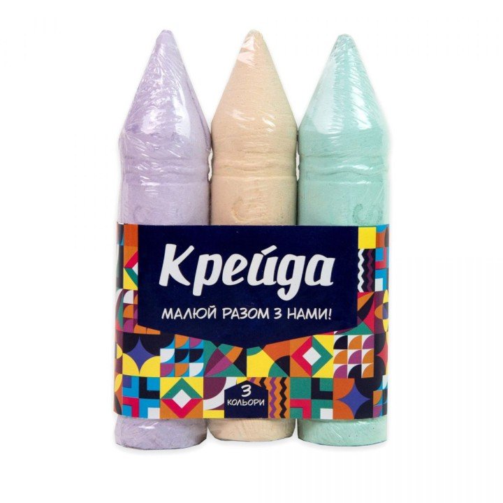 Набір крейди "Олівець", кольорова, 15 см, 3 штуки
