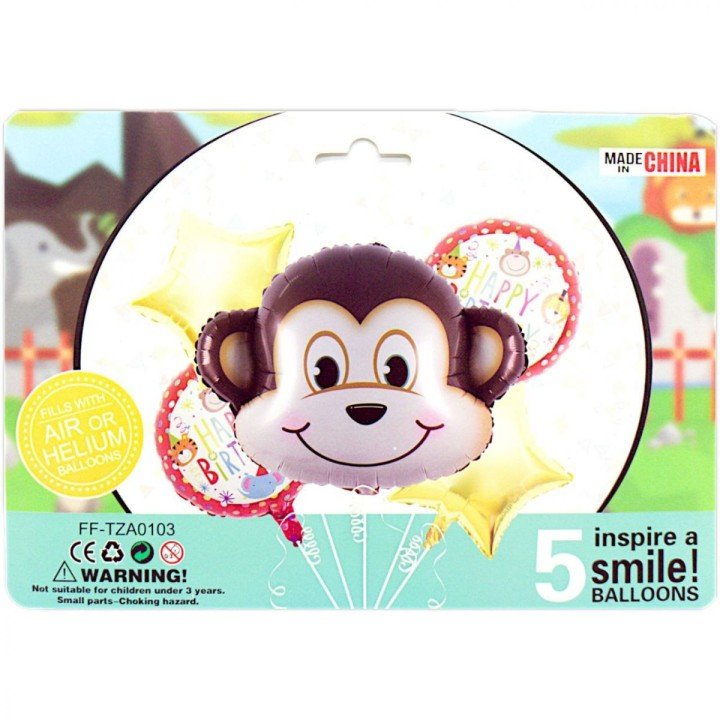 Набір кульок фольгованих "Мавпочка", 5 шт