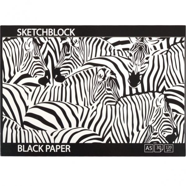 Альбом для акварелі A5"KRAFT" ЧОРНІ ЛИСТИ, 30л,120г / м2 (28462)