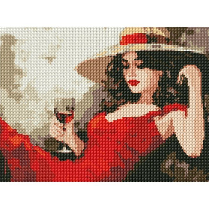 Алмазна мозаїка "Дівчина в капелюсі" 30х40 см