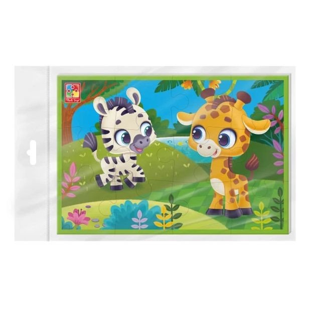 Гра розвиваюча мʼякі пазли А5. Зебра та жираф.