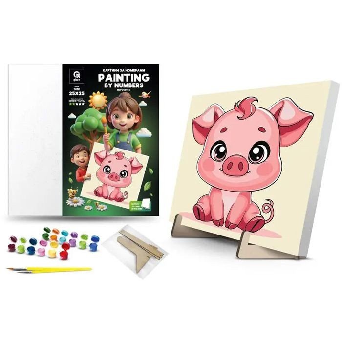Картина по номерах на підставці "Поросятко" (25х25 см)