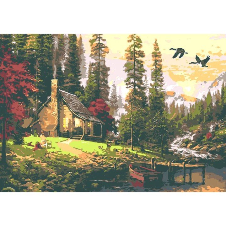 Картина по номерах "Мисливський будиночок" 28x40 см