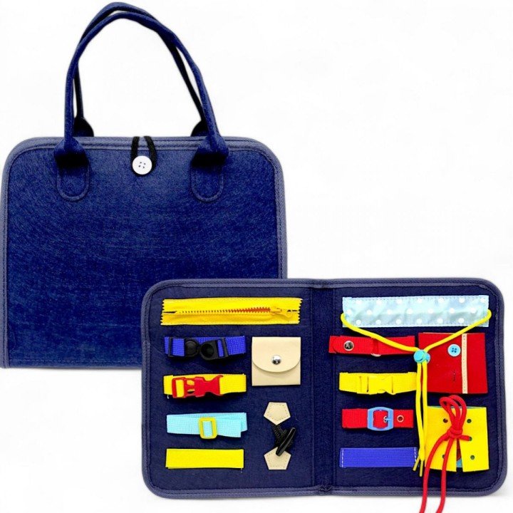 Навчальна бізісумка з фетру "Застібки" (тактильні, розвиваючі вправи)