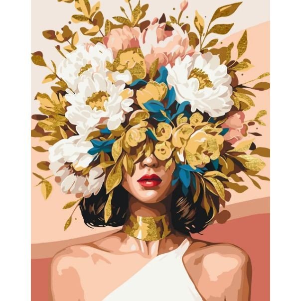 Картина по номерах "Ніжна дівчина у квітах" 40х50 см