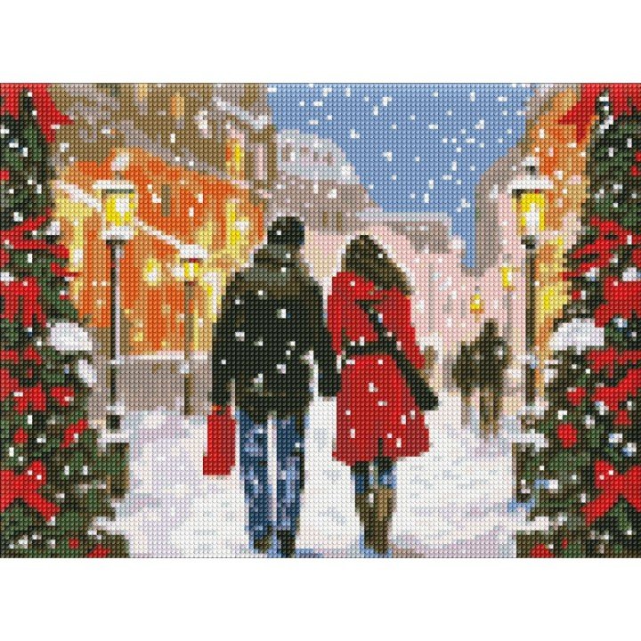 Набір з алмазною мозаїкою  "Різдвяна атмосфера" з АВ стразами 30х40см