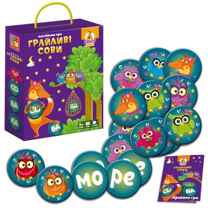 Гра настільна, розважальна "Грайливі сови. Бачу слово!"