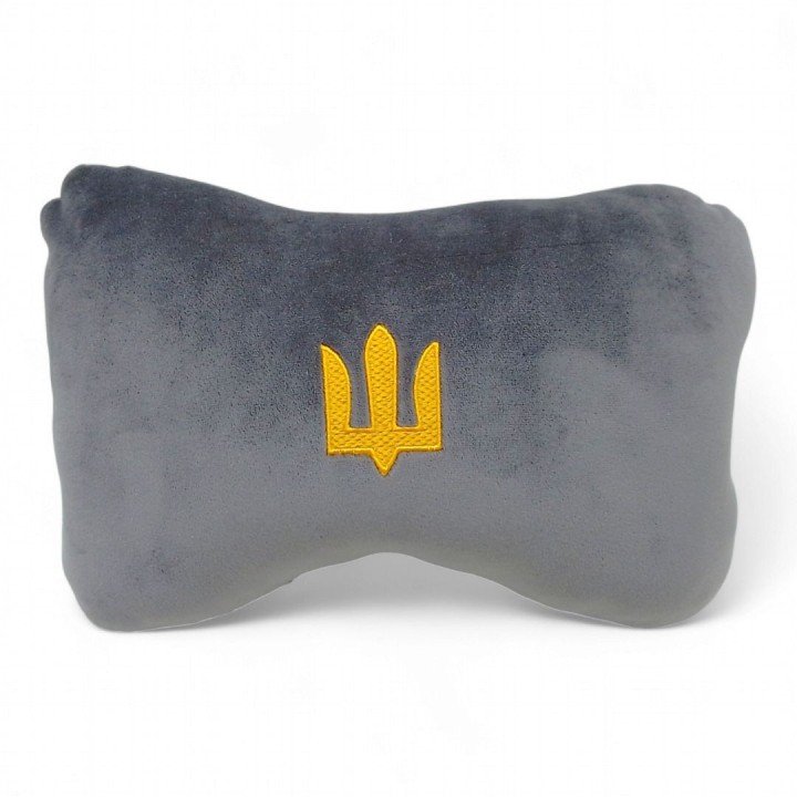 Подушка-підголівник з лого Тризуб Сірий