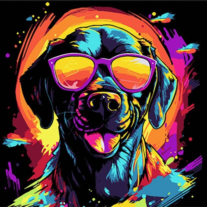 Картина за номерами на чорному фоні "Вірний друг" 30х30